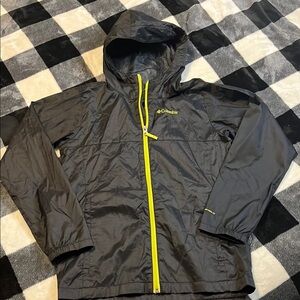 Columbia Black Lightweight Windbreaker Jacket with Yellow Accents size Large